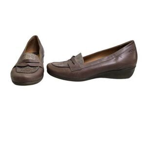 Ecco Penny‎ Loafers 39 8 8.5 Gray Wedge Comfort Bei